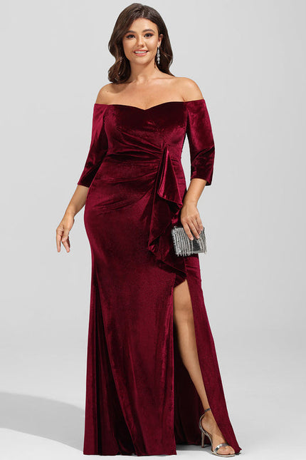 Robe de Soirée Velours Pourpre Élégant - gallery 6
