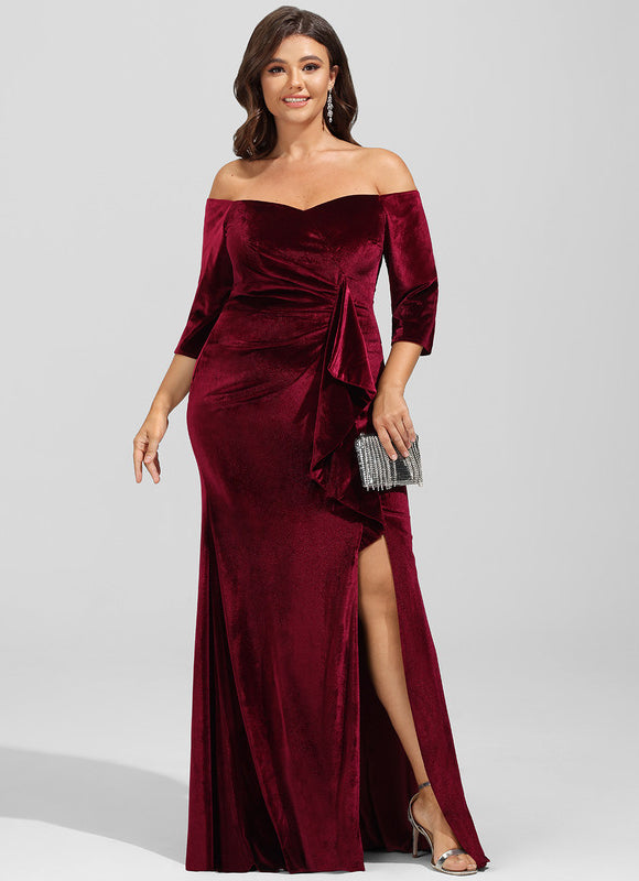 Robe de Soirée Velours Pourpre Élégant - gallery 6