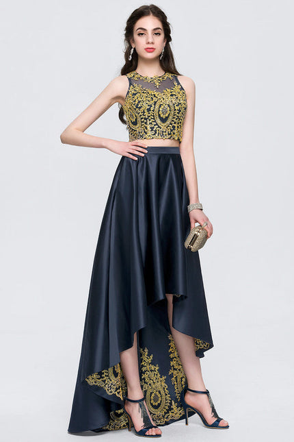 Robe de Soirée Éclat Doré Asymétrique - gallery 2