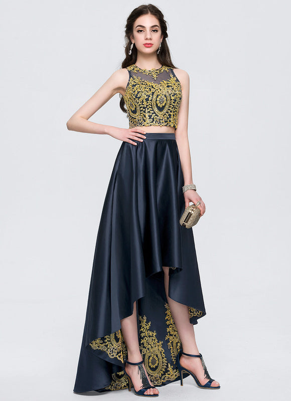 Robe de Soirée Éclat Doré Asymétrique - gallery 2