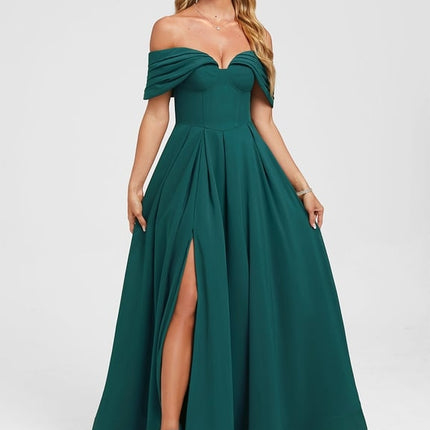 Robe de Soirée Longue Émeraude Plissée