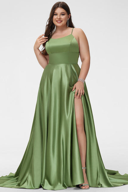 Robe de Soirée Satinée Olive - gallery 7