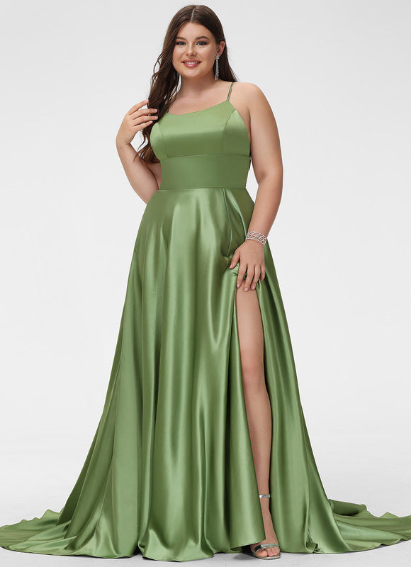 Robe de Soirée Satinée Olive - gallery 7
