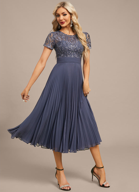 Robe de Soirée Plissée Céleste - gallery 5