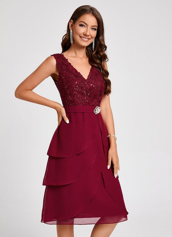 Robe de Soirée Rouge Élégance Flottante