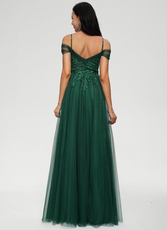 Robe de Soirée Tulle Émeraude - gallery 2