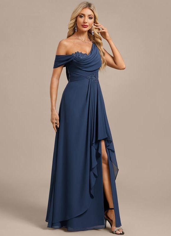 Robe de Soirée Mousseline Bleu - gallery 5