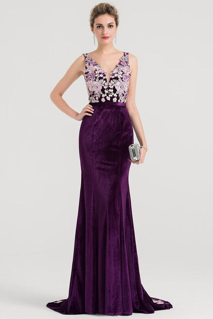 Robe de Soirée Velours Violet Éclat - gallery 2
