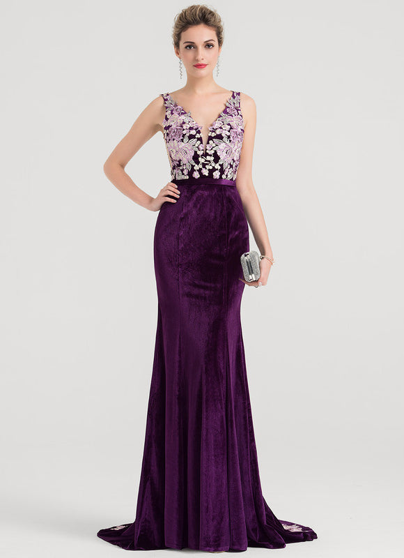 Robe de Soirée Velours Violet Éclat - gallery 2