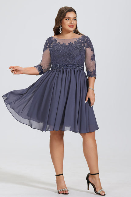 Robe de Soirée Longue Bleue Dentelle Mousseline Élégante - gallery 7