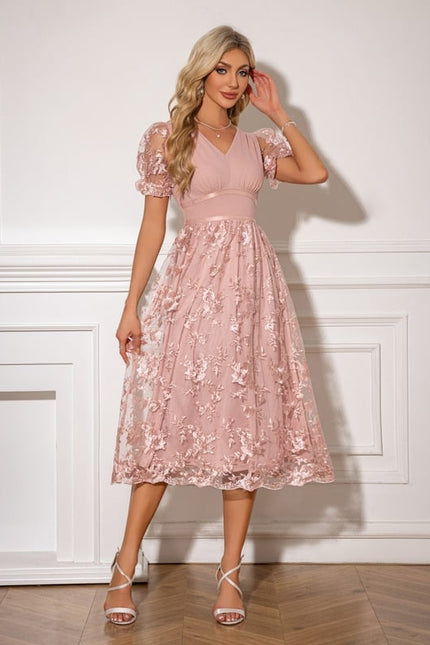 Robe de Soirée Florale Rose - gallery 5