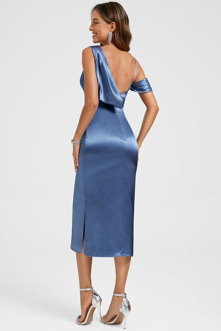Robe de Soirée Bleu Satin Chic - gallery 5