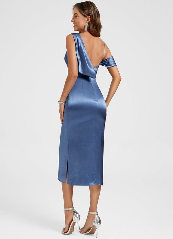 Robe de Soirée Bleu Satin Chic - gallery 5