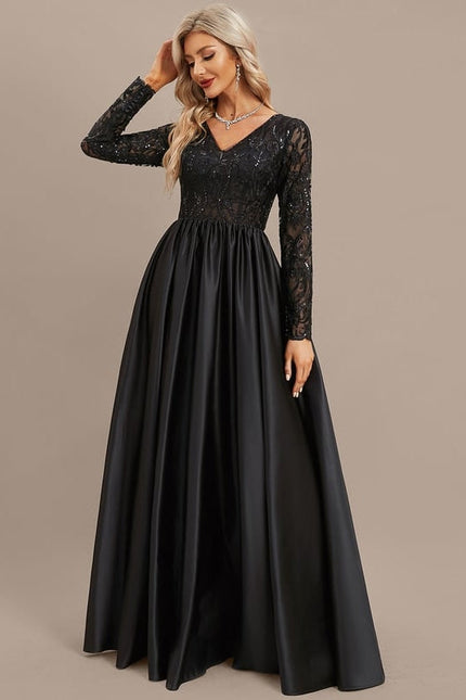 Robe de Soirée Luxe Satin Noir - gallery 3