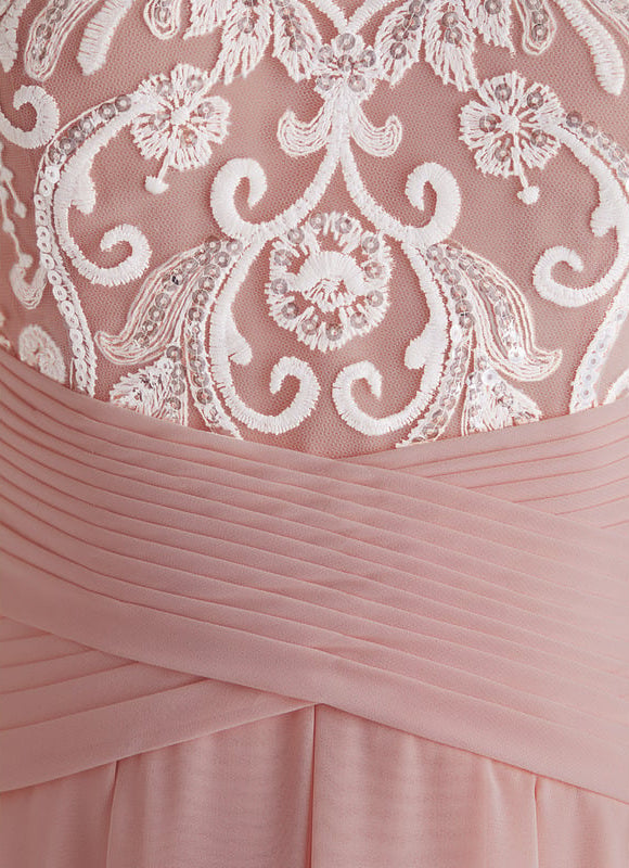 Robe de Soirée Chic Volant Rosé - gallery 4
