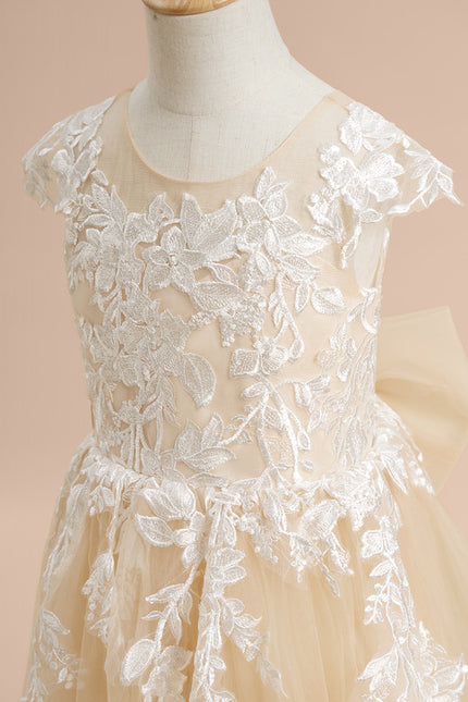 Robe De Soirée Dentelle Beige - gallery 5