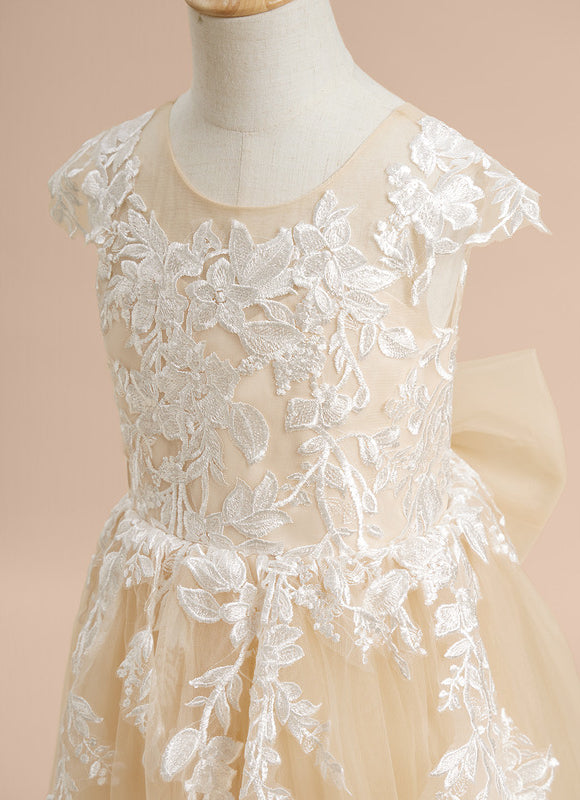 Robe De Soirée Dentelle Beige - gallery 5