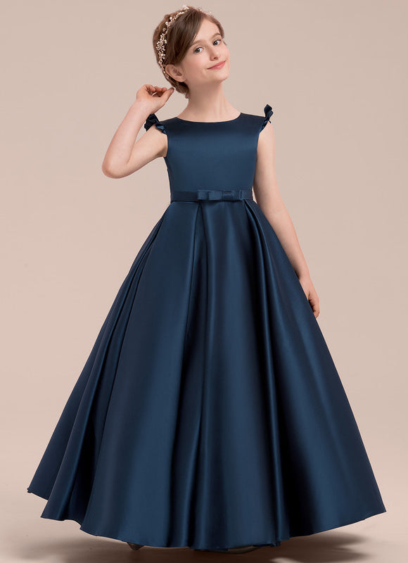 Robe de Soirée Longue Bleue Satin Fille Mariage