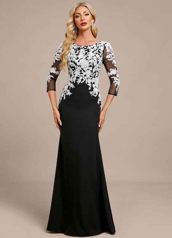Robe De Soirée Col Bateau Dentelle