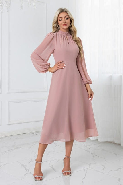 Robe de Soirée Midi Rose Poudré