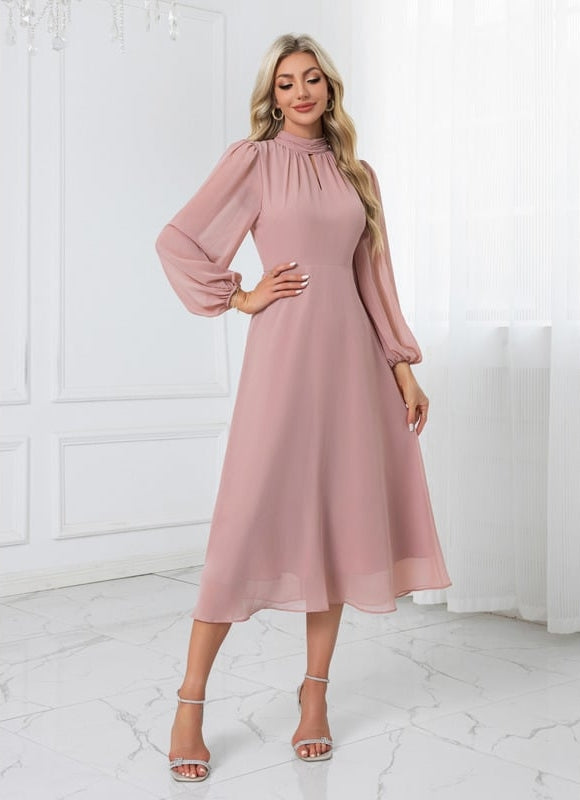 Robe de Soirée Midi Rose Poudré