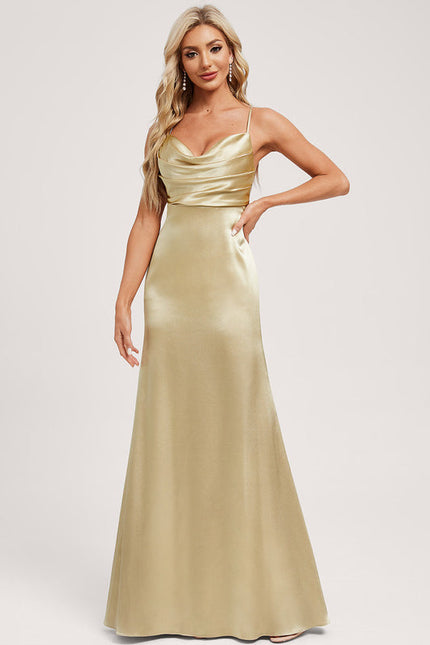 Robe de Soirée Lueur Dor Satinée