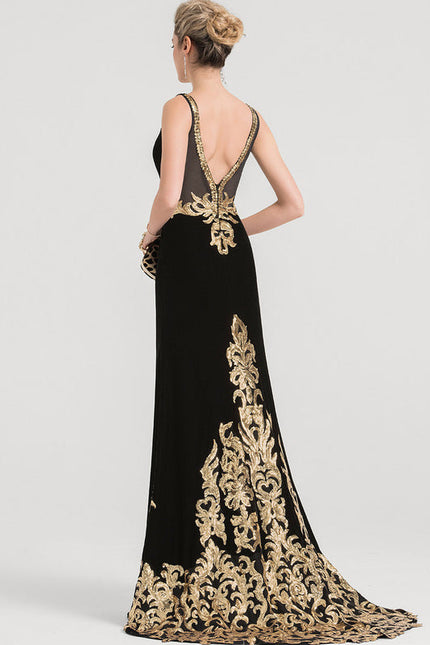 Robe de Soirée Élégance Noire Dorée