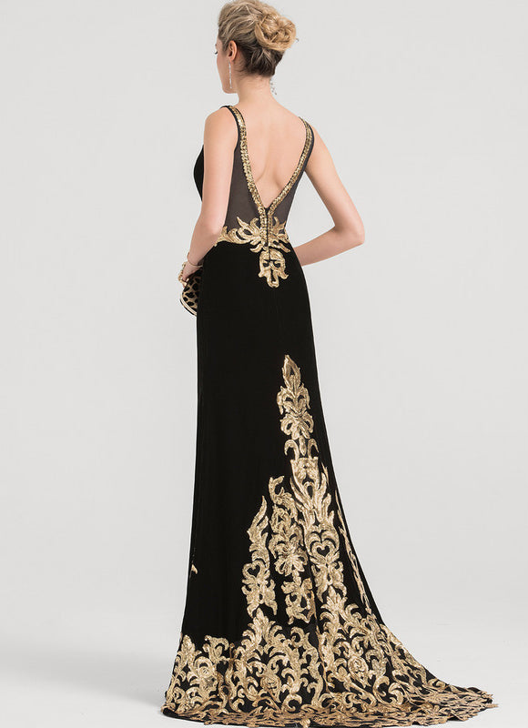 Robe de Soirée Élégance Noire Dorée
