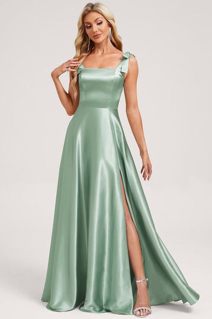 Robe de Soirée Satin Menthe - gallery 1