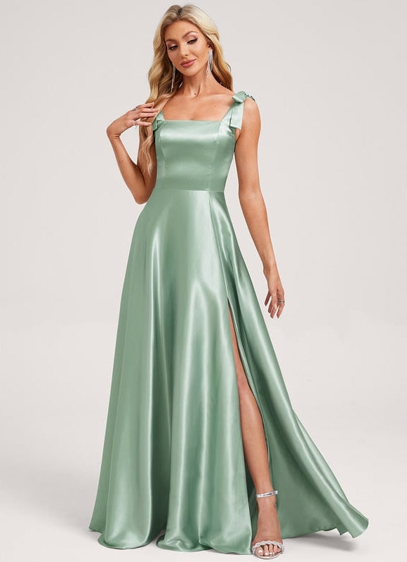 Robe de Soirée Satin Menthe - gallery 1