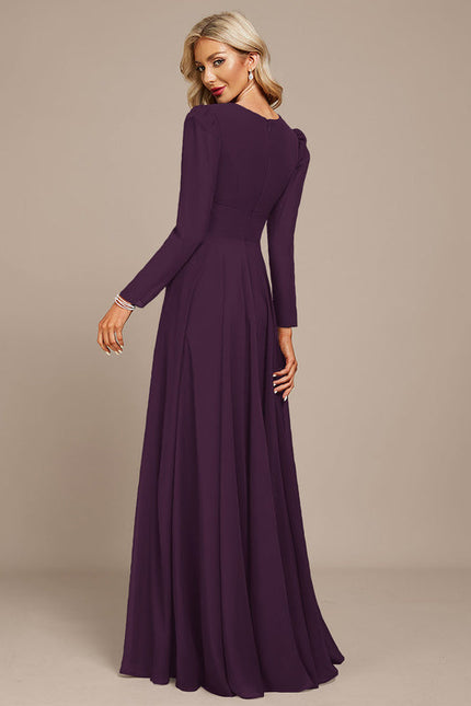 Robe Longue Bleue Mousseline Soirée - gallery 6