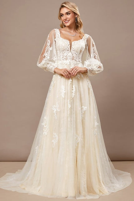 Robe de Soirée Éthérée Crémeuse - gallery 1