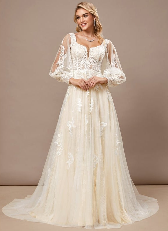 Robe de Soirée Éthérée Crémeuse - gallery 1