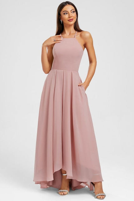 Robe de Soirée Mousseline Rose - gallery 5