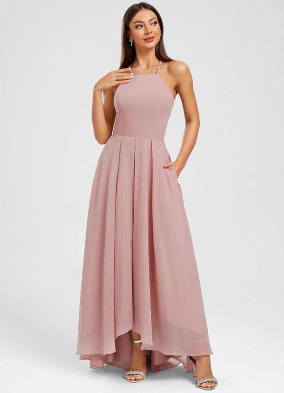 Robe de Soirée Mousseline Rose - gallery 5