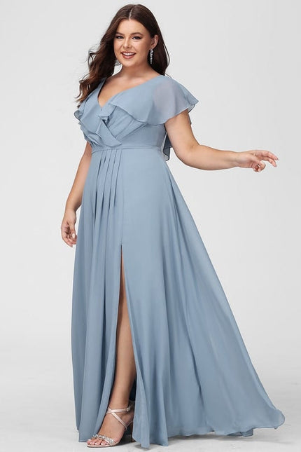 Robe de Soirée Mousseline Beige - gallery 6