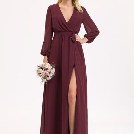 Robe de Soirée Élégance Bordeaux