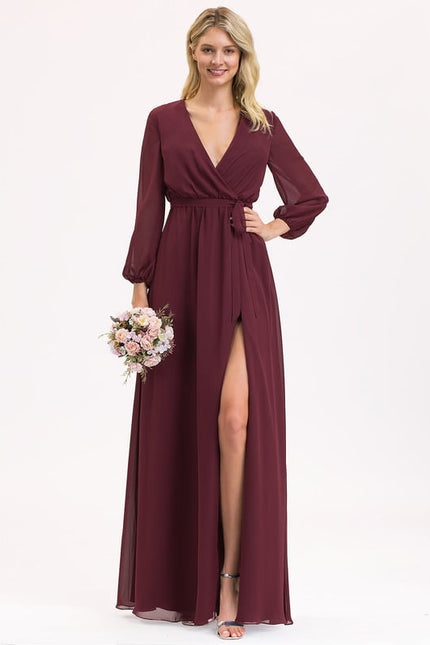 Robe de Soirée Élégance Bordeaux