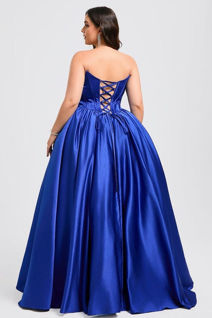 Robe de Soirée Satin Luxe Bleu - gallery 7