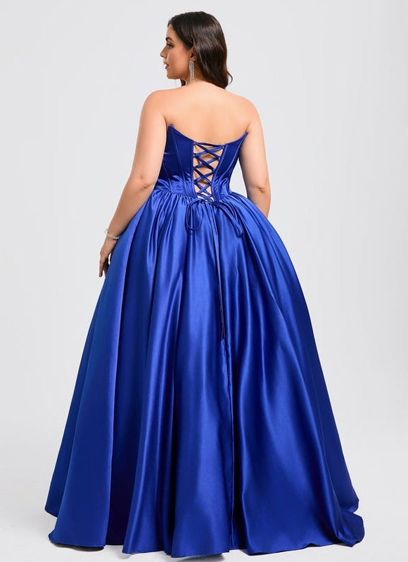 Robe de Soirée Satin Luxe Bleu - gallery 7