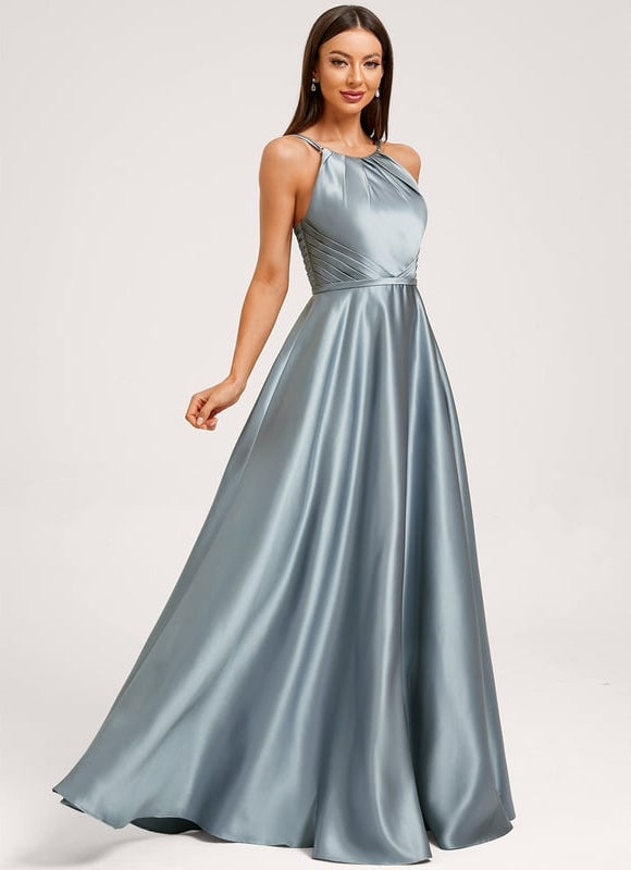 Robe de Soirée Satin Aquatique