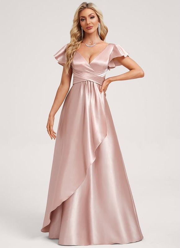 Robe de Soirée Satin Vert Pâle