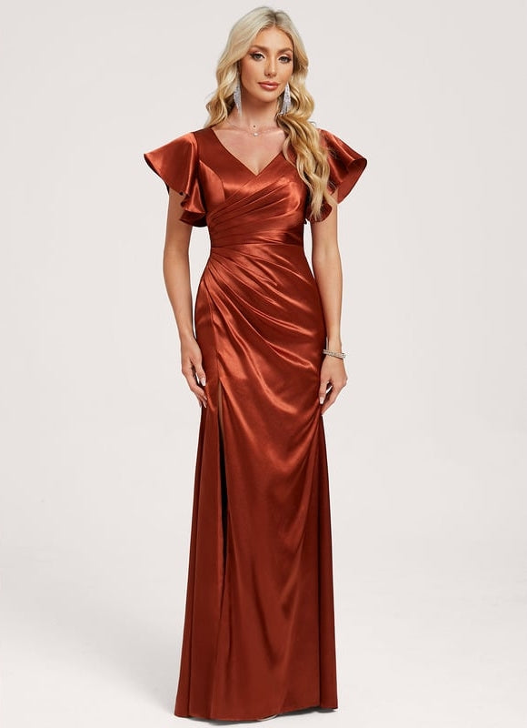 Robe de Soirée Satin Vert Pâle - gallery 2