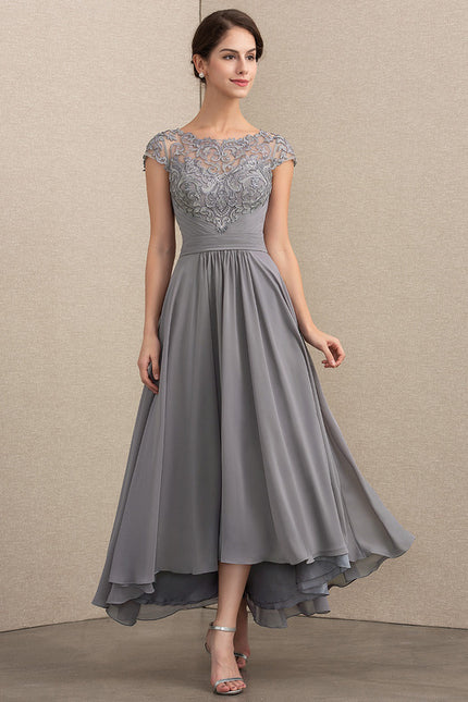 Robe de Soirée Gris Élégant Couture
