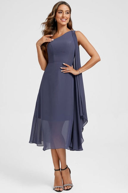 Robe de Soirée Asymétrique Marine - gallery 2