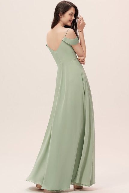 Robe de Soirée Mousseline Beige - gallery 1