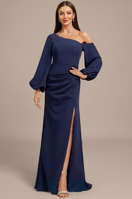 Robe de Soirée Navy Élégance Drapée