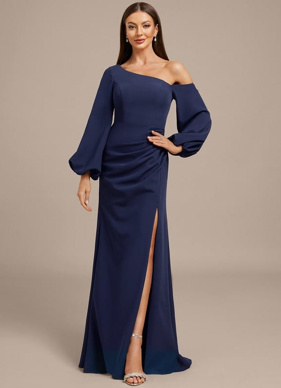 Robe de Soirée Navy Élégance Drapée