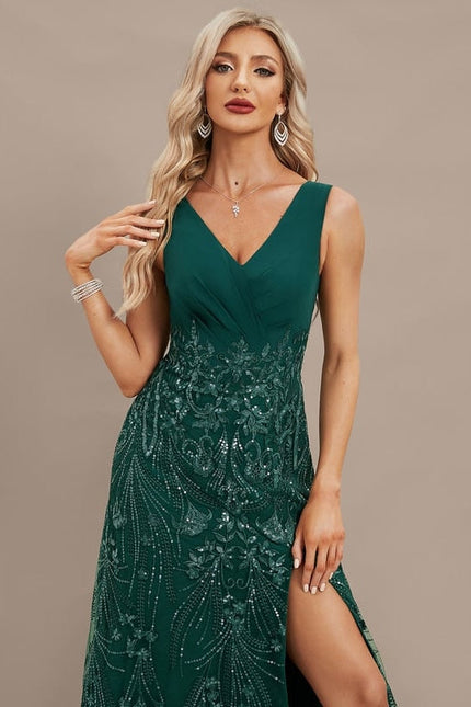 Robe de Soirée Vaporeuse Marine - gallery 1
