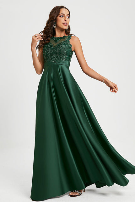 Robe de Soirée Élégance Satinée Émeraude - gallery 5